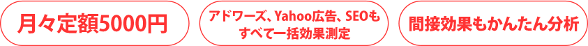 アドワーズ、Yahoo広告、SEOもすべて一括効果測定できて月々定額5000円